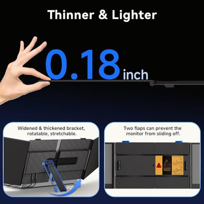 15.3" Laptop Screen Extender, 1200P FHD Ultra-Thin Triple Screen Laptop Monitor Extender, 100% sRGB Travel Portable Monitor for Laptops, Multi Screens Laptops Attachment Compatible with Windows Mac - size: 15.3"