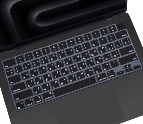 Russian Keyboard Cover Skin for 2026-2021 Apple MacBook Pro 14 A3426 A3427 A3434 A3112 A3401 A3185 A2992 A2918 A2442 A2779, MacBook Pro 16 A3428 A3429 A3403 A3186 A2991 M5-M1 Pro Max Protector-Black - color: Black-Russian, size: MacBook Pro 14" 16" 2021+
