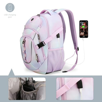 Swissdigital Laptop Backpack, Pink Purple, Travel Backpack, SD803-104 | USB Charging Port, Travel Backpack, 31l Capacity, Backpack for Women - color: Pink Purple