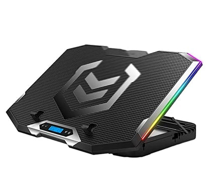 TOEWOE Laptop Cooling Pad, RGB Gaming Notebook Cooler, Laptop Fan Stand Adjustable Height with 6 Quiet Fans for 12-17.3 Inch Laptops, Two USB Ports