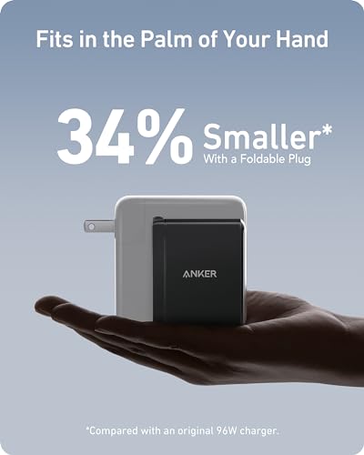 Anker Nano 100W MacBook Charger, 3-Port Fast Compact GaN USB Charger Block for MacBook Pro/Air, Pixelbook, ThinkPad, Dell XPS, iPad Pro, iPhone 17 Series, Galaxy S23,and More (Black, 1 Pack & 1 Cable) - color: black