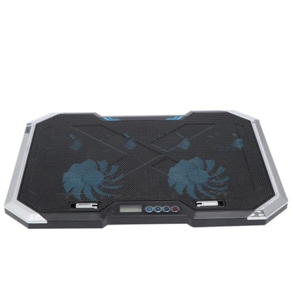 Silent Laptop Cooling Pad and RGB LED Display Adjustable Height Stand with 6 Fans USB Charging Ports for Efficient Cooling and Comfortable Use