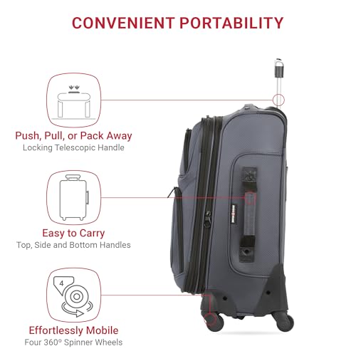 SwissGear Sion Softside Expandable Luggage, Dark Grey, 2-Piece Set (21/29), Sion Softside Expandable Luggage - color: Dark Grey, size: 2-Piece Set (21/29)