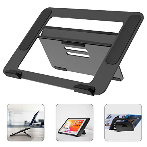 Avantree YS104 – Adjustable Aluminum Laptop Cooling Stand for Desk, Portable Holder for iPad, Tablet & Book, Foldable Ergonomic Riser Compatible with 9.7–16” Laptops including MacBook, Dell, HP & More
