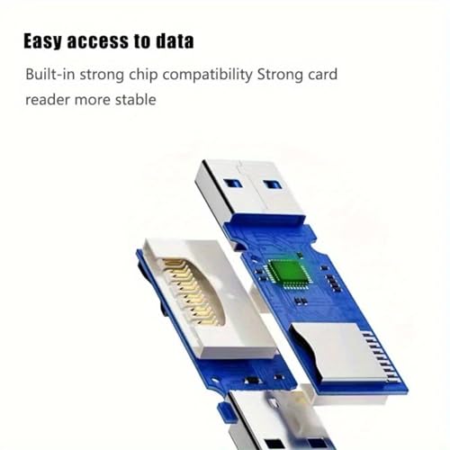 2-in-1 Mini USB 3.0 Card Reader, SD/Micro SD/TF Memory Card Adapter for PC & Laptop, High Speed Dual Slot Memory Card Adapter (Black)