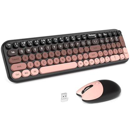 MOFII Wireless Keyboard and Mouse Combo, Full Size 2.4G Retro Round Computer Keyboard and Mouse Set, Plug and Play, for Windows, Computer, Desktop, PC, Notebook - (Lovely BlackBerry Gradient) - color: Blackberry Gradient