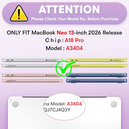 May Chen Compatible with MacBook Neo 13 inch Case 2026 Model A3404, Plastic Hard Shell,Keyboard Cover,Screen Protector,Dust Plug, for MacBook Neo 13" with A18 Pro Chip, Glitter Purple - color: Glitter Purple
