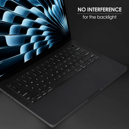 ProElife Keyboard Cover Skin for 2026 2025 MacBook Air 13.6 inch 15.3 inch M5/M4 Chip A3448 A3449 A3240 Accessory (U.S Enter) Ultra Thin TPU Protector for Air 13'' 15'' M5/M4 2026 (Transparent)