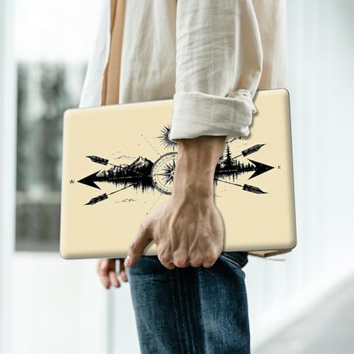 Reusable Universal Laptop Skin Sticker, Cut to Fit for 11.6–15.6 Inch Laptops, Waterproof Protective Film, No-Residue - Mountain Compass Reflection - color: Mountain Compass Reflection