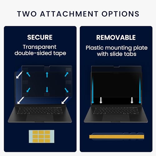 kwmobile Laptop Privacy Screen for 13.3" Laptop (16:9) 294x165mm - Computer Privacy Screen Shield - Laptop Monitor Protector - Anti Glare and Blue Light Blocking