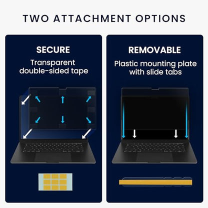 kwmobile Laptop Privacy Screen for 13.3" Laptop (16:9) 294x165mm - Computer Privacy Screen Shield - Laptop Monitor Protector - Anti Glare and Blue Light Blocking