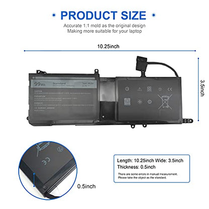 99WH Type 9NJM1 Battery Compatible with Dell Alienware 15 R3 R4 17 R4 R5 P31E001 P31E002 P69F001 P69F002 ALW17C-D1738 D1748 D1758 D1848 D2738 D2748 D2758 R1748 Notebook MG2YH 01D82 0546FF 44T2R HF250 - size: 9NJM1