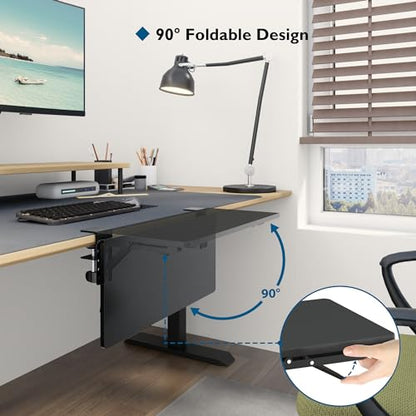 BONTEC Small Ergonomics Desk Extender Tray, 20x9.5 Inch Table Mount Arm Rest Shelf, 90° Foldable Keyboard Tray Platform, Clamp on Computer Arm Rest for Desk, Suitable for Office Desks, Black | 90° Foldable Keyboard Tray Platform, Table Mount Arm Rest Shel