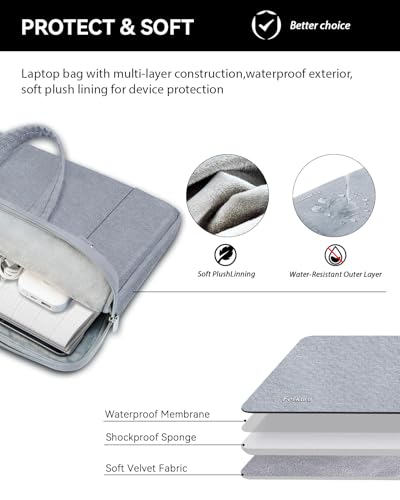 Ferkurn Laptop Case Bag Women Men Computer Sleeve with Shoulder Compatible with HP/Inspiron/Thinkpad/Vivobook/MSI/Surface, 17.3 inch, Light Grey - color: Light Grey, size: 17.3 inch