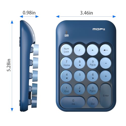 MOFII Wireless Number Pads, Colorful 2.4G Wireless 18 Keys Numeric Keypad Portable 10 Key Numpad for Financial Accounting, Laptop, PC, Computer, Notebook- Blue - color: Blue Gradient