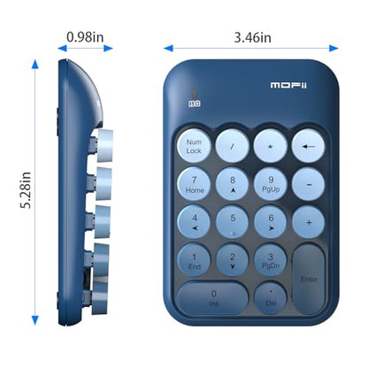 MOFII Wireless Number Pads, Colorful 2.4G Wireless 18 Keys Numeric Keypad Portable 10 Key Numpad for Financial Accounting, Laptop, PC, Computer, Notebook- Blue - color: Blue Gradient