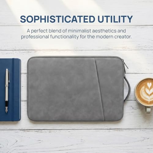 PU Leather Laptop Sleeve 14 inch, Slim Laptop Carrying Case Bag Computer Sleeve Cover Compatible with MacBook Air/Pro, HP, Dell, Lenovo(Gray) - color: Dark Gray, size: 14 inch