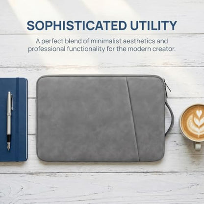 PU Leather Laptop Sleeve 14 inch, Slim Laptop Carrying Case Bag Computer Sleeve Cover Compatible with MacBook Air/Pro, HP, Dell, Lenovo(Gray) - color: Dark Gray, size: 14 inch
