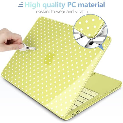 MEEgoodo Printed Case for New MacBook Neo 13 Case inch 2026 Release Model A3404, Laptop Hard Shell with Keyboard Cover & Screen Protector & USB-C Adapter, Citrus & White Polka Dots - color: Citrus & White Polka Dots