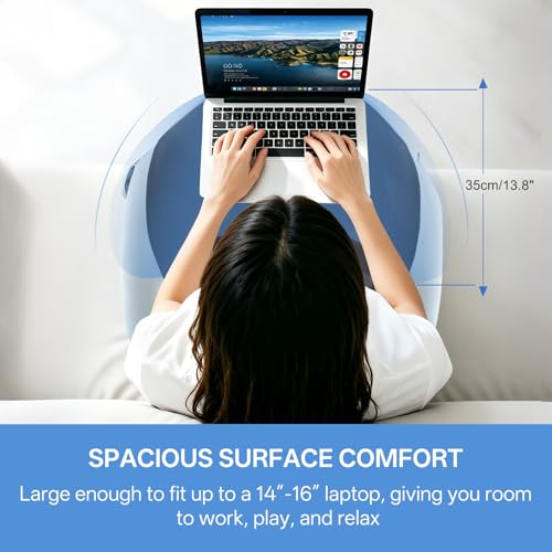 Ergonomic Curved Lap Desk Pillow for Gaming & Reading, Soft Memory Foam Lap Laptop Desk with Cup Holder & Phone Pocket, Breathable Non-Slip Lap Pillow for Bed Couch, Ideal Gamer Gift