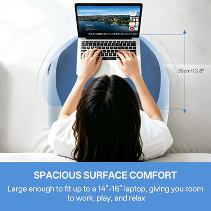 Ergonomic Curved Lap Desk Pillow for Gaming & Reading, Soft Memory Foam Lap Laptop Desk with Cup Holder & Phone Pocket, Breathable Non-Slip Lap Pillow for Bed Couch, Ideal Gamer Gift