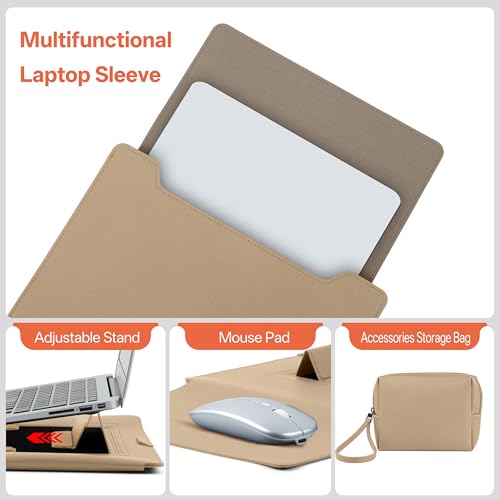 13-14 Inch Protective Laptop Sleeve Case with Stand, for MacBook Pro 14'' M5~M1, Pro/Max(2026-2021), MacBook Air 13.6'' M5-M2, (2026-2022), iPad Air/Pro Surface, PU Leather Laptop Case (13"-14" Brown) - color: Brown, size: 13-14 Inch