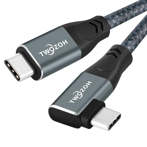 Twozoh Right Angle USB 3.2 Gen 2 Cable, 90° USB C 20Gbps Data Transfer 100W PD Fast Charging Cord, USB Type C Cable for Mobile Phone, iPad, Laptop, Steam Deck, Tablet, SSD, Monitor etc.(3.3FT, Grey) - size: 3.3FT, style: 1 Pack 90 Degree