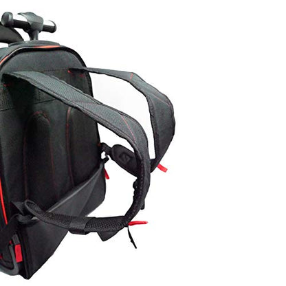 MELOTOUGH Wheeled Rolling Tool Backpack Heavy Duty Red | Heavy-Duty 600D, Red Polyester, Padded Laptop Sleeve, 37 Pockets for Tools, Smooth Rolling Wheels, Telescoping Handle - color: Red