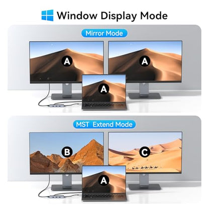 HODO Docking Station to Dual HDMI Monitors USB C to Dual HDMI Adapter 4K | Laptop Docking Station Dual Monitor with 2 HDMI PD 3 USB Port Compatible for HP Elitebook Dell XPS 13 15 etc