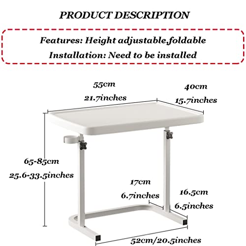 Small Computer Desk for Apartment Living Room, Height Adjustable Standing Desk Foldable Lift Sofa Side Table, Home Office Table with Cup Holder(White) - color: White