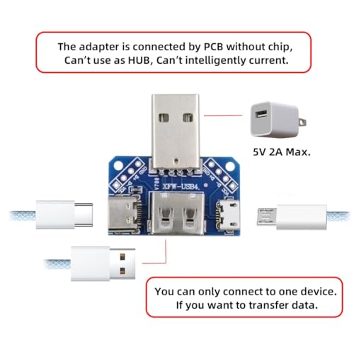 chenyang 3 Port USB Splitter Multi Charging Adapter,USB2.0 Male to Type-A/Type-C/Micro Female Charge Extension Adapter - style: USB-A 1-to-3 Power