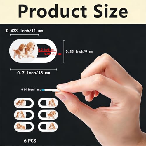 6Pcs 6 Styles Laptop Camera Cover Slide Dog White Privacy Guard Accessories, 0.04 Inch Ultra Thin Webcam Cover Slide Protector Blocker for Desktop Computers Notebook Mini PC Office Use - color: Dog