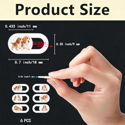 6Pcs 6 Styles Laptop Camera Cover Slide Dog White Privacy Guard Accessories, 0.04 Inch Ultra Thin Webcam Cover Slide Protector Blocker for Desktop Computers Notebook Mini PC Office Use - color: Dog