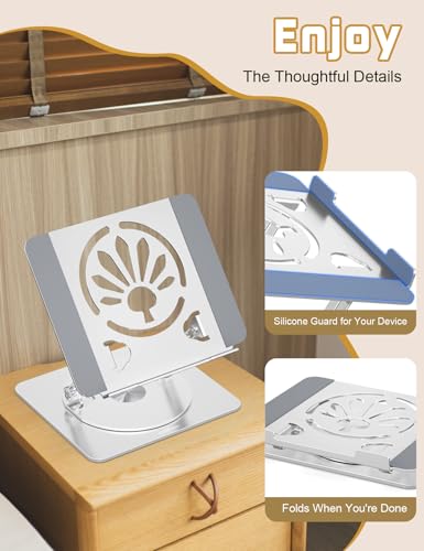 Adjustable Laptop Stand for Desk-360° Rotating Foldable Laptop Holder Ergonomic Laptop Riser for MacBook Pro/Air Dell HP Lenovo Notebook up to 16.3",Silver - color: Silver