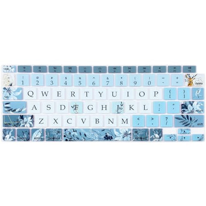 Silicone Keyboard Cover for MacBook Air 13 inch 2021 2020 Model A2179 A2337 M1 Chip, Gray Blue Flowers - color: Gray Blue Flowers