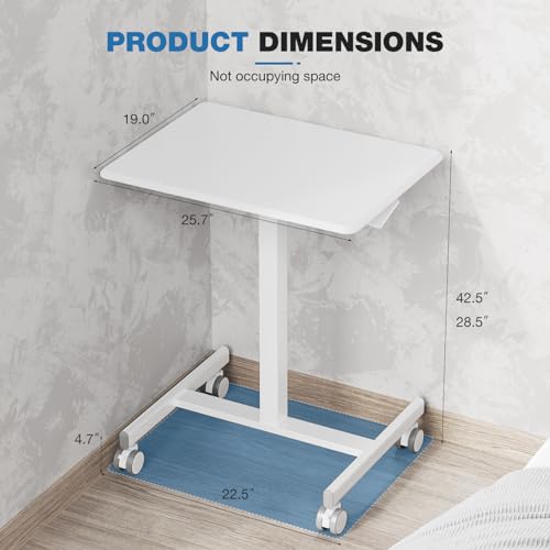OLIXIS Mobile Rolling Desk with Wheels,Adjustable Laptop Desk, White | Adjustable Rolling Design Creates a Flexible Workspace for Home Office - color: White