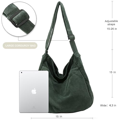 Canvas Tote Bag Casual Hobo Crossbody Shoulder Bag for Women and Men Large Purse Messenger Bag Travel Work - color: 2-green