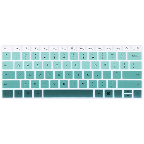 Batianda for Microsoft Surface Laptop 5 4 3 13.5" 15 inch Premium Silicone Ultra Thin Gradient Color Waterproof Soft Keyboard Cover Skin,White to Green - color: White to green