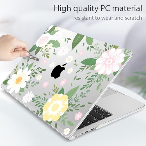 Tuiklol for 2026 2025 2024 2023 MacBook Air 15 inch Case Model M5 A3448 M4 A3241 M3 A3114 M2 A2941 Hard Shell Case for MacBook 15.3'' Cover, Flowers White - color: Flowers White