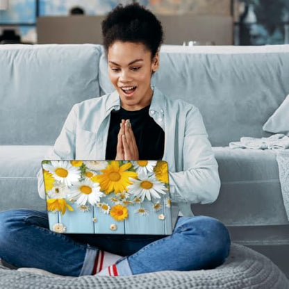 SUPERDANT Laptop Skin Sticker Daisy Flower Laptop Decals Personalized Universal Notebook Computer Wrap Vinyl Skin Stickers Cover Art Decal Removable 12-15.6 Inch Waterproof Scratch-Resistant Gifts - style: Chrysanthemum