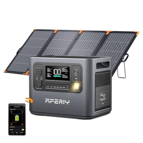 AFERIY P210 2400W Portable Power Station 2048Wh & 400W Bifacial Solar Panel | Bifacial Solar,Over-rated Power,Up to 25% Efficiency N-type Solar Cell,Solar Generator with Panels Included for Camping & RVs - color: P210 Power Station-J