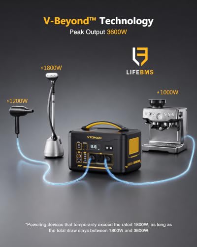 Vtoman 3096Wh Solar Generator with Extra Battery Included, 1800W (Peak 3600W) LiFePO4 Battery Power Station for Power Outages, RV, Camping, Emergencies - style: Jump1800+ExtraBattery