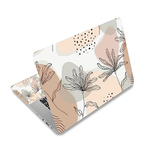 Laptop Skin Sticker Decal,12" 13" 13.3" 14" 15" 15.4" 15.6 inch Laptop Vinyl Skin Sticker Cover Art Protector Notebook PC (2 Wrist Pad Skins Included), Decorative Waterproof Removable, Morandi Leaves - color: Morandi Leaves
