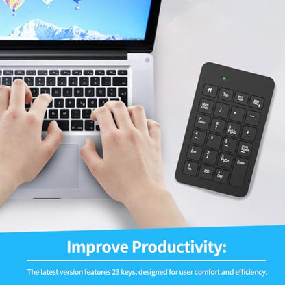 Bluetooth Number Pad with Battery, 23 Keys Wireless Numeric Keypad Upgraded Version of 10 key Keyboard Financial Accounting Numpad Compatible for Laptop, PC, Macbook, Notebook, Desktop,Surface Pro - style: BluetoothWireless