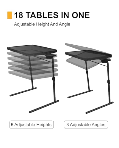 Max Adjustable TV Tray Table with Cup Holder - 22 x 16.9 inch TV Dinner Tray on Bed & Sofa, Large Size Comfortable Folding Table, Laptop Table for Couch with 6 Height & 3 Tilt Angle Adjustment - size: XL TV tray-1 pack