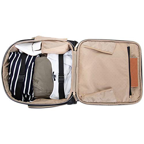 Kenneth Cole REACTION Chelsea 2-Piece Bundle - 17" 4-Wheel Spinner Underseat Carry-On Luggage & Matching 15" Laptop Backpack, Black - color: Black, size: 2pc Bundle (Underseater+Backpack)