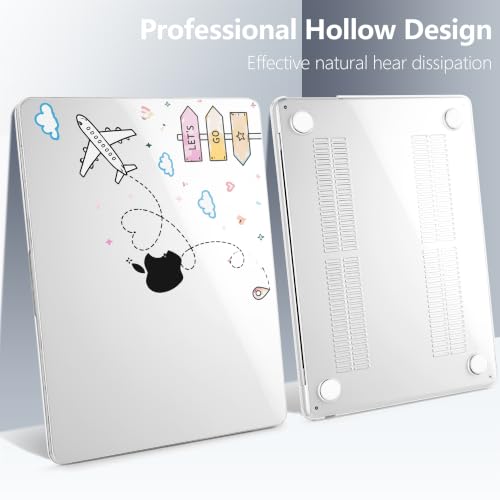 Batianda Case for MacBook Air 15" 2026 M5 M4 M3 M2 Chip, Let's Go Travel | 4-in-1 set with travel doodle design, slim hard shell protection for students, girls and vacation lovers - color: Let's Go Travel