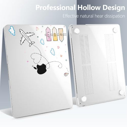 Batianda Case for MacBook Air 15" 2026 M5 M4 M3 M2 Chip, Let's Go Travel | 4-in-1 set with travel doodle design, slim hard shell protection for students, girls and vacation lovers - color: Let's Go Travel
