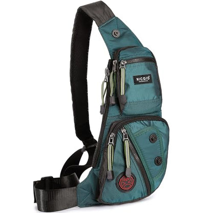 NICGID Sling Bag Chest Shoulder Backpack Crossbody Daypack for Men Women | Travel Outdoor Hiking Concealed Carry Fishing Fanny Tool Small Casual - color: Dark Green