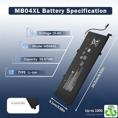 55.67WH MB04XL Battery Replacement for HP Envy X360 M6-AQ000 M6-AQ003DX M6-AR004DX M6-AQ005DX M6-AQ103DX 15-AQ005NA 15-AQ273CL 15-AQ015NR 15-AQ118CA 15T-AQ100 15T-AQ200 843538-541 844204-850 - style: MB04XL